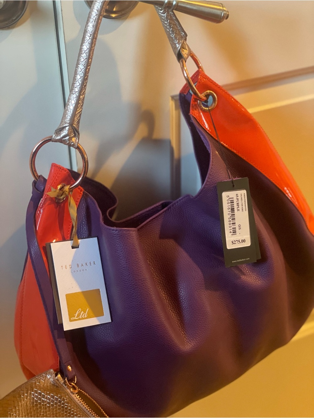 Color Block Hobo in Purple & Red NWT